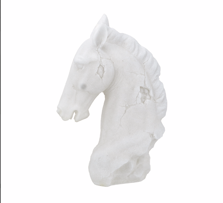 White horse head sculpture
