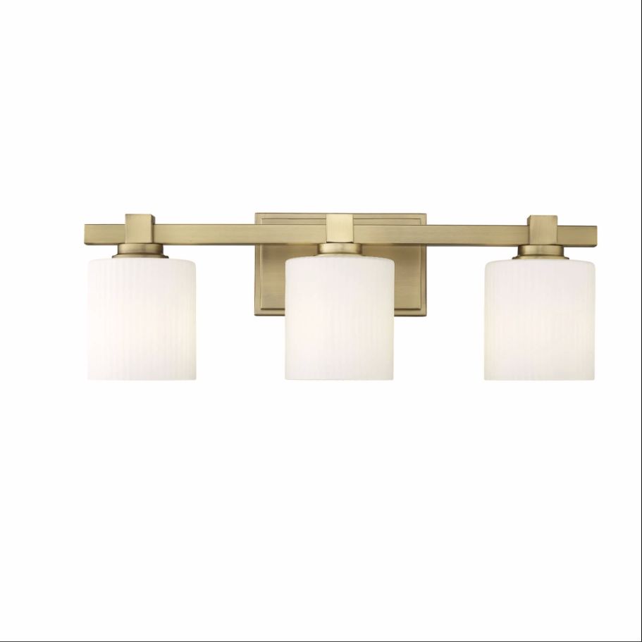 3 Light Vintage Brass Bathroom Vanity Light