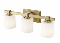 3 Light Vintage Brass Bathroom Vanity Light