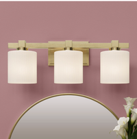 3 Light Vintage Brass Bathroom Vanity Light