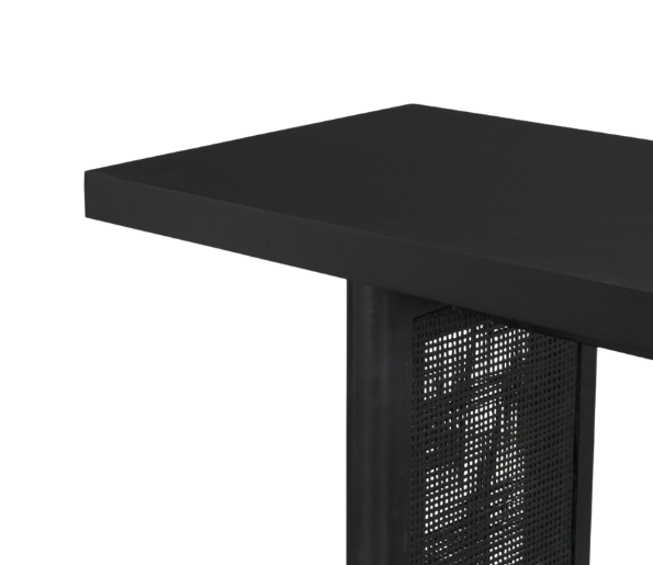Grier 65" Black Wood w/ Black Cane Console Table