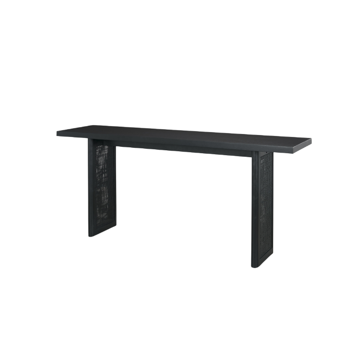 Grier 65" Black Wood w/ Black Cane Console Table