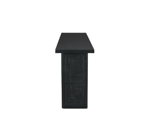 Grier 65" Black Wood w/ Black Cane Console Table