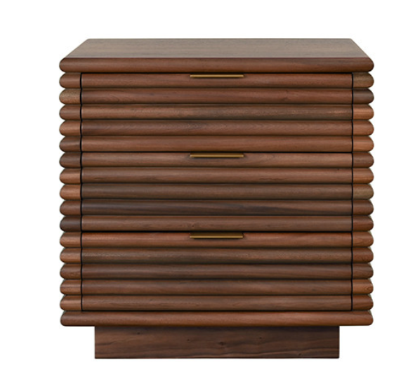 Rich Walnut Fluted Side Table