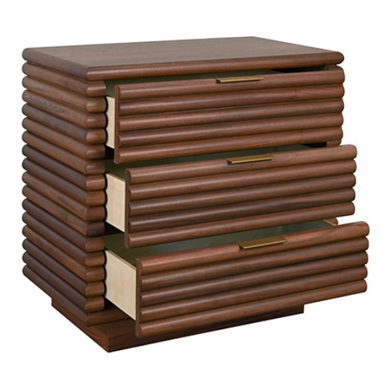 Rich Walnut Fluted Side Table