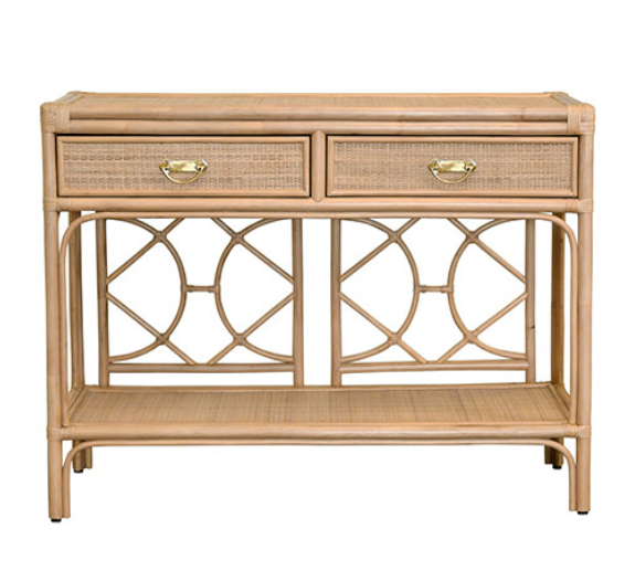 Tawny Beige Rattan Console Table