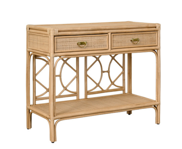 Tawny Beige Rattan Console Table
