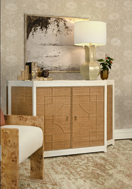 Geometric Rattan Cabinet