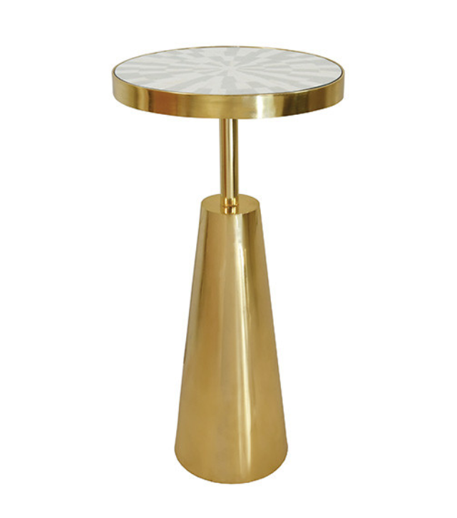 Seashell Marble & Gray Side Table