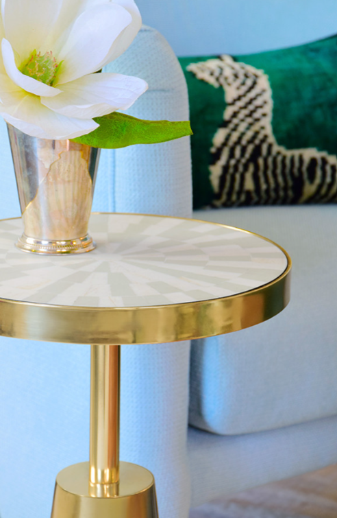 Seashell Marble & Gray Side Table