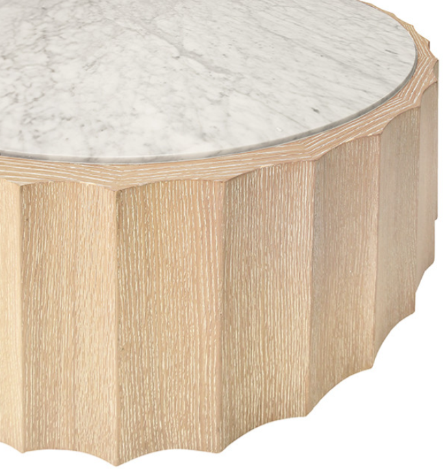 Fluted Brown & Seashell Marble Coffee Table