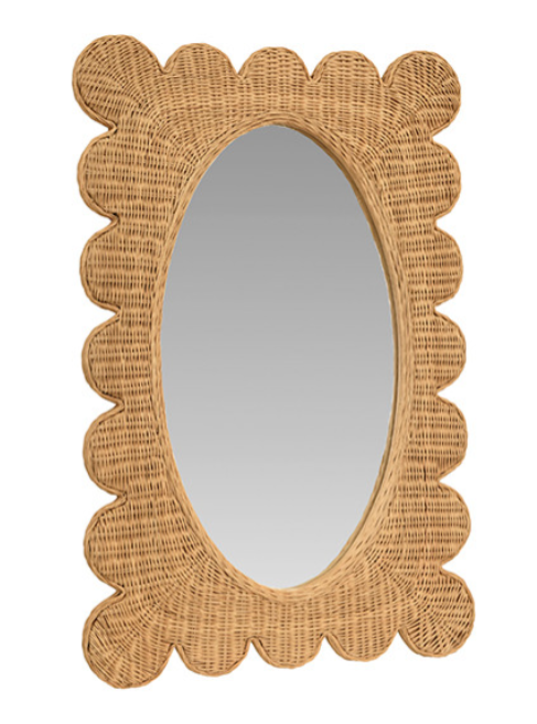 Lia Rattan Scalloped Mirror