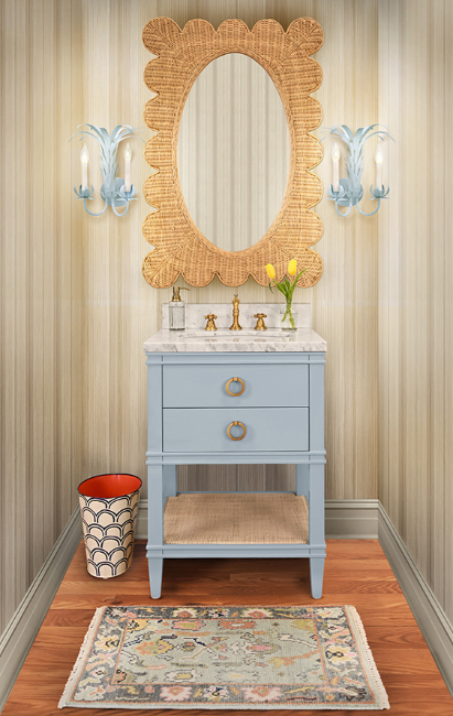 Lia Rattan Scalloped Mirror