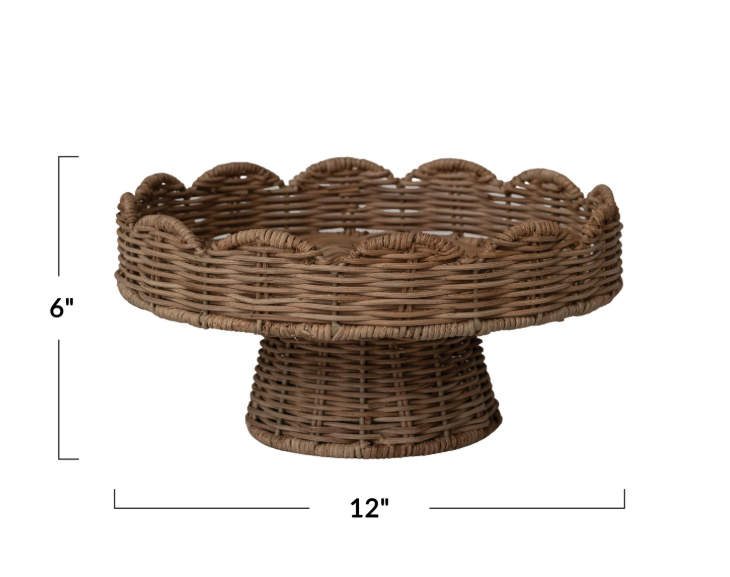 Scalloped Rattan Decorative Bowl