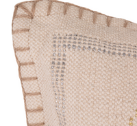 Beige Embroidered Cotton Pillow