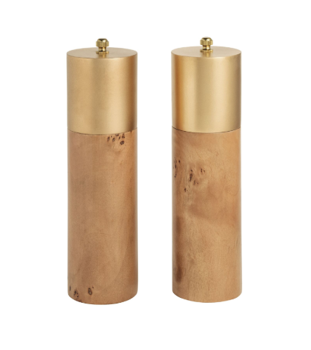 Wood/Gold Salt & Pepper Shakers