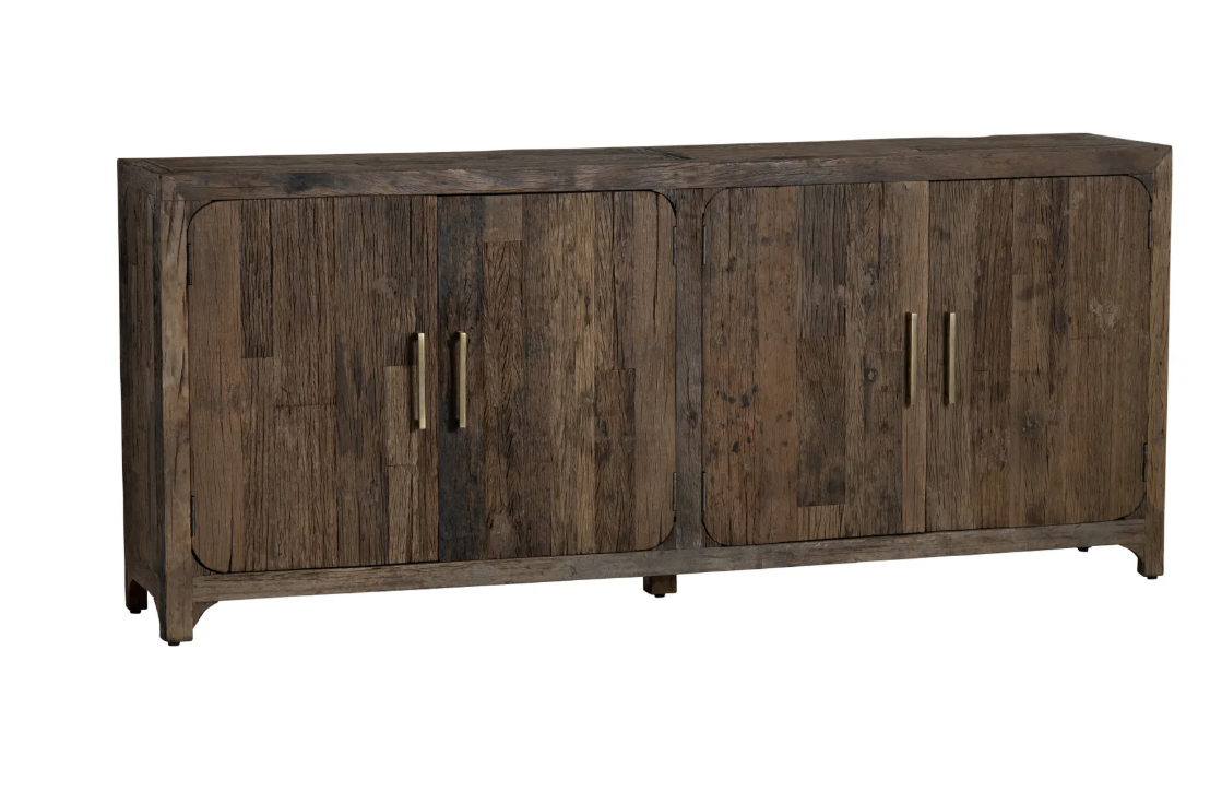 Rustic Wood Four Door Sideboard