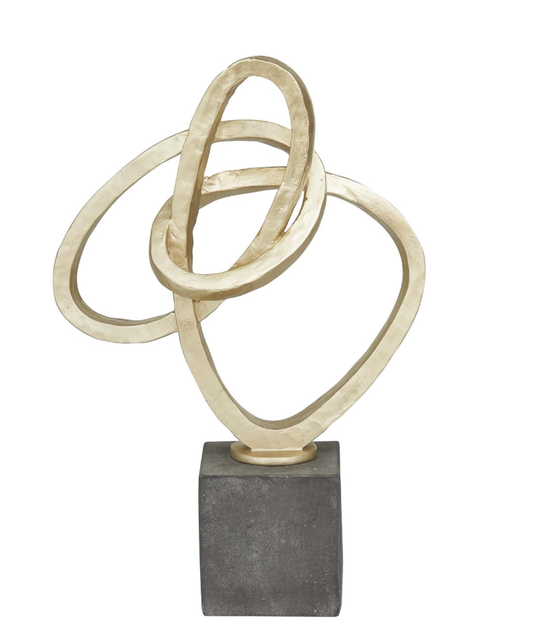 Gold Polystone Abstract Link Decorative Sculpture