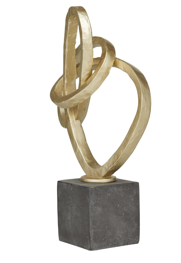 Gold Polystone Abstract Link Decorative Sculpture