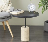 Black Top Marble Base Accent Table