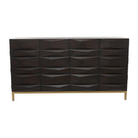 Dark Brown Wooden Geometric 4 Door Sideboard