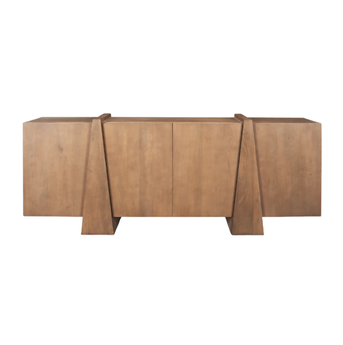 Eula Medium Brown Wood 4-Door Sideboard
