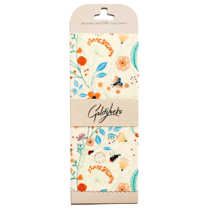 Reusable Beeswax Food Wraps: Pollinators Single Medium