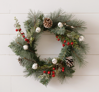 Mini Wreath - Glittered Pine with Berries and Bells