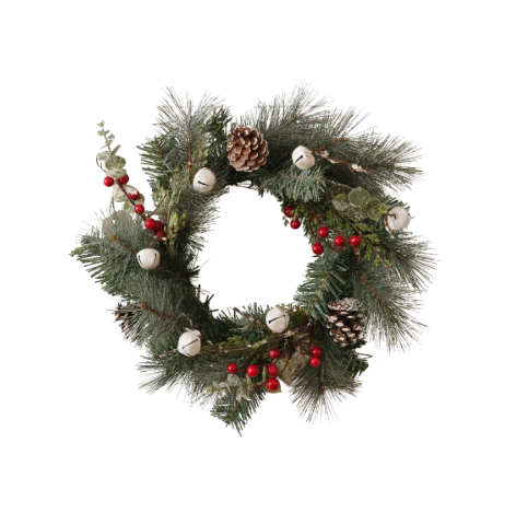 Mini Wreath - Glittered Pine with Berries and Bells