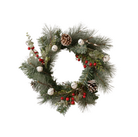 Mini Wreath - Glittered Pine with Berries and Bells