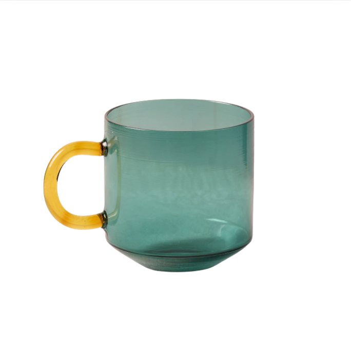 Niko Glass Mug, Teal