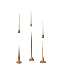 Hand Forged Metal Candle Holders, Copper (Set Of 03)