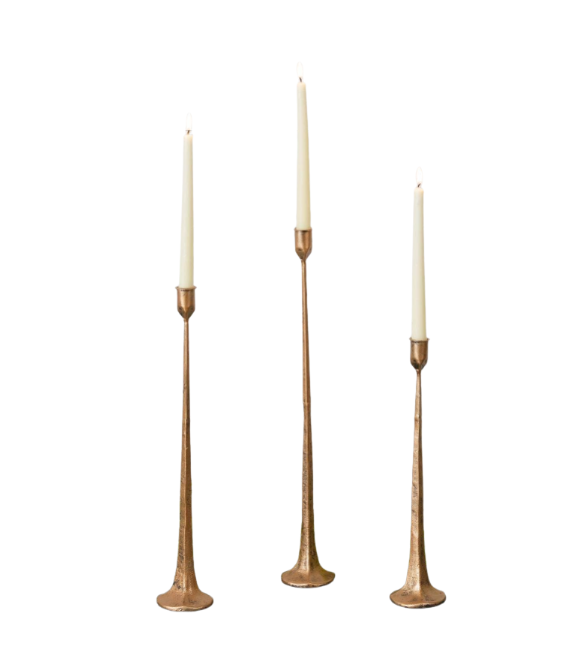 Hand Forged Metal Candle Holders, Copper (Set Of 03)