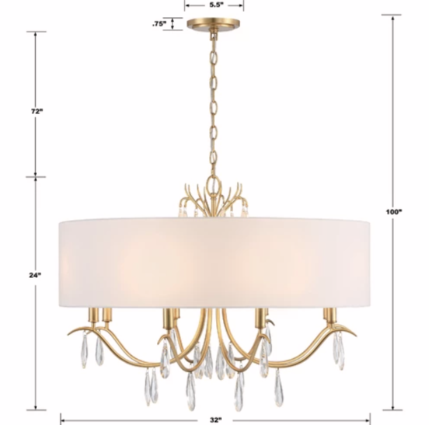Rollins 8 Light 32" Wide Crystal Drum Chandelier