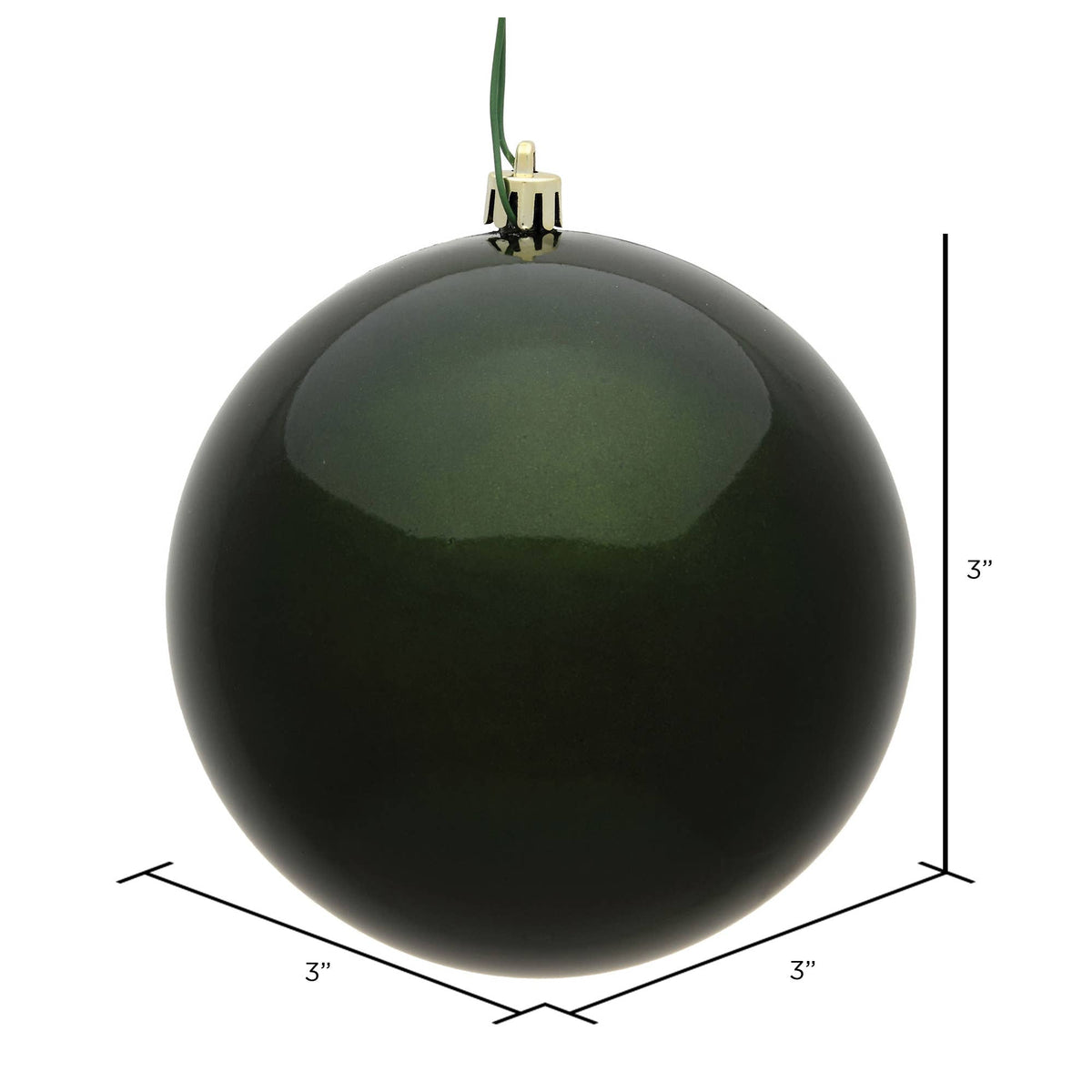 Vickerman 3" Moss Green Candy Ball Ornament, 6 per Bag