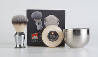G.B.S Wet Shaving Set- Stainless Shaving Brush, Bowl + Soap