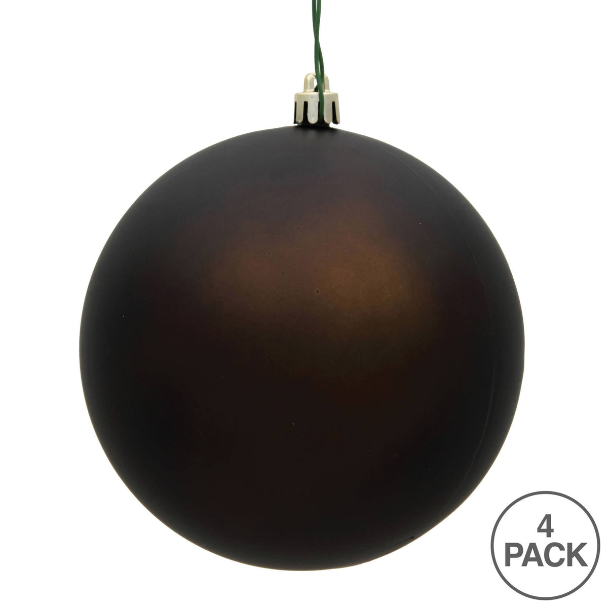 Vickerman 6" Chocolate Matte Ball Ornament, 4 per Bag