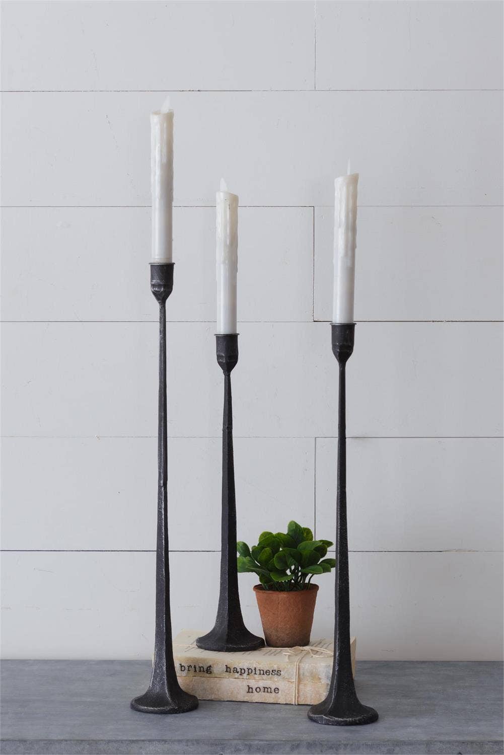 Hand Forged Metal Candle Holders (Set Of 03)