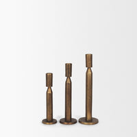 Declan Antiqued Brass Cast Metal Taper Candle Holder