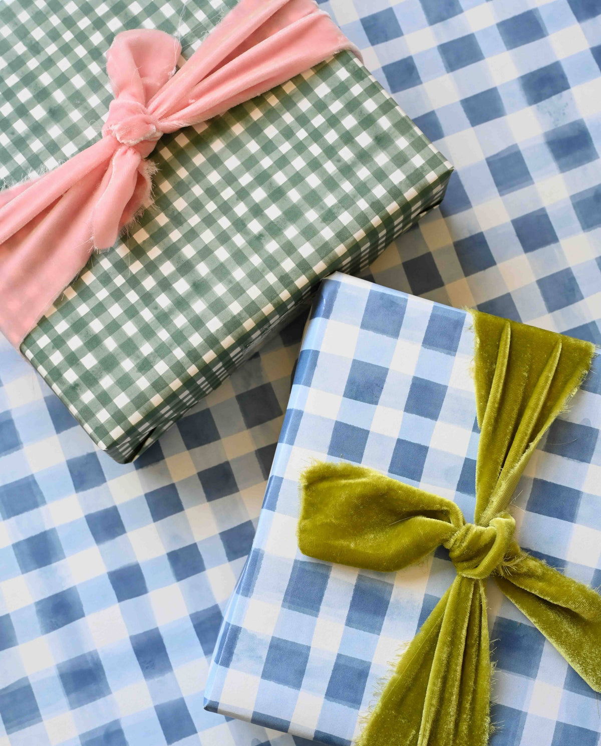 Tonga Green Gingham Gift Wrap
