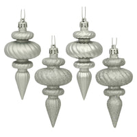 4" Silver 4-Finish Finial Ornament, 8 per Box