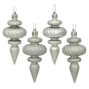 4" Silver 4-Finish Finial Ornament, 8 per Box