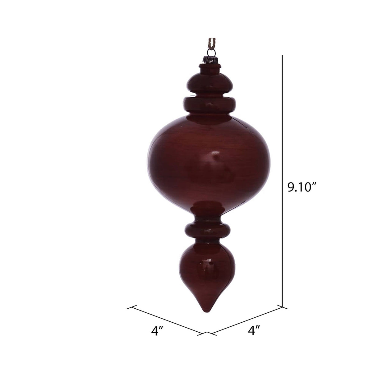 Vickerman 9" Copper Wood Grain Round Finial