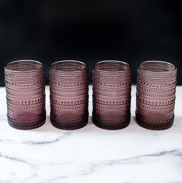 Hobnail Drinking Glasses - Pink 13 oz ( Set of 4 )