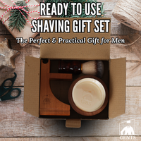 GENTS Cedar & Pine Wood Shaving Bowl & Shave Brush Set