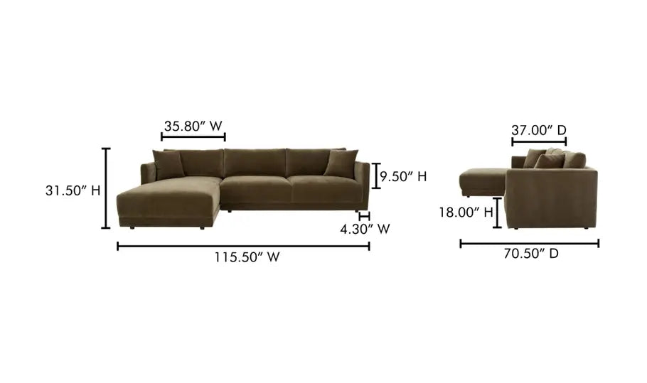Bryn Sectional Right Heritage Cedar Green