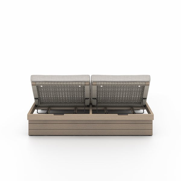 Leroy Outdoor Double Chaise, Washed Brown