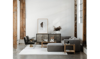 mako grey sideboard in room with modern home decor