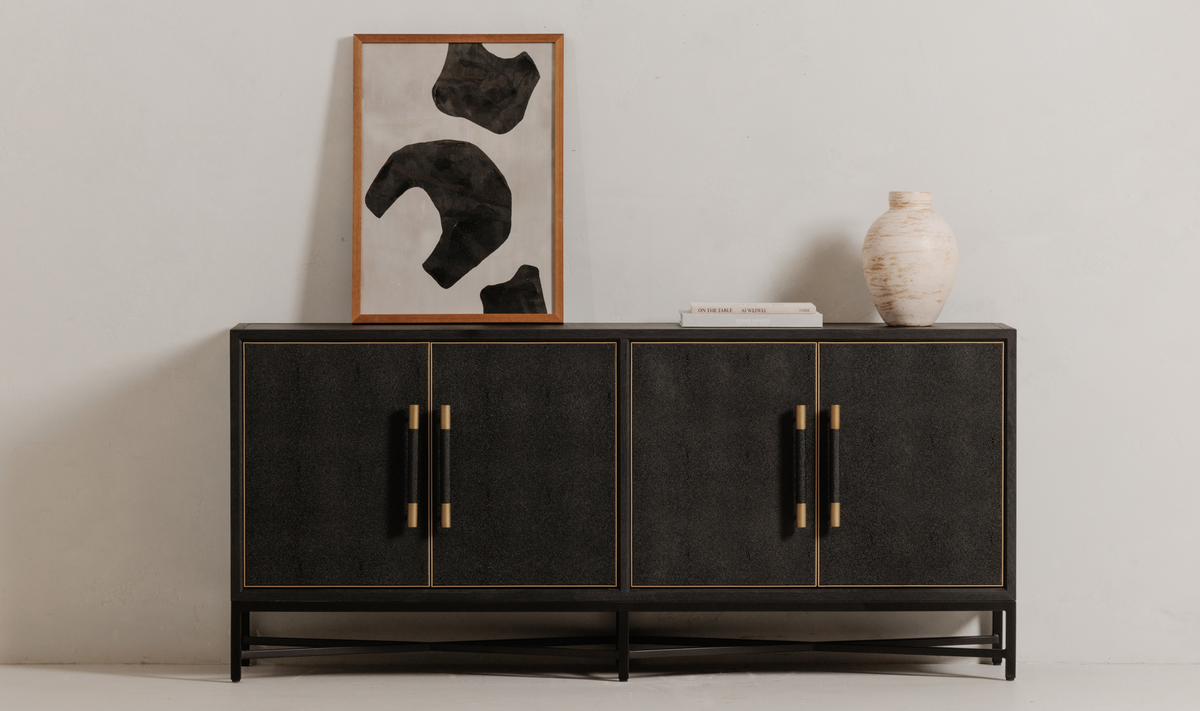 mako sideboard small black with gold hardware