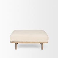 Shae Brown Wood w/ Oatmeal Fabric Ottoman